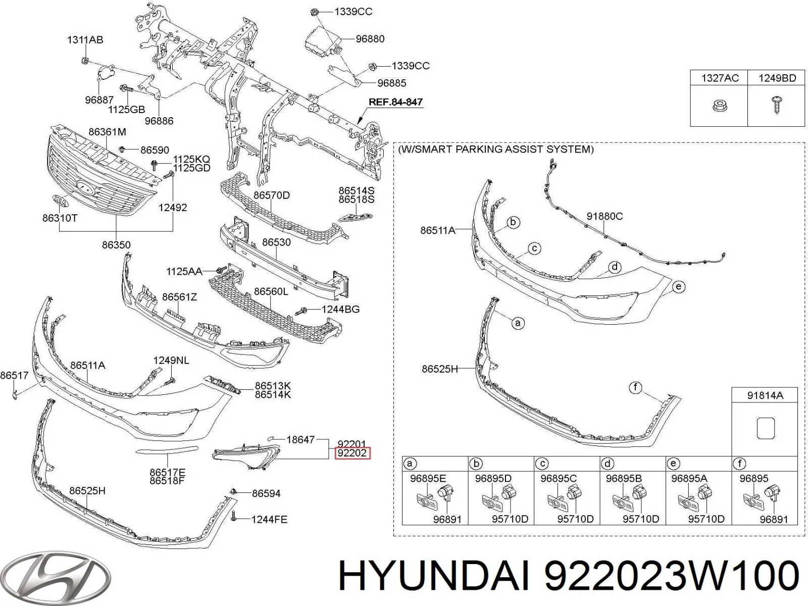 922023W100 Hyundai/Kia faro antiniebla derecho