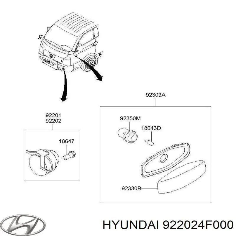 Luz antiniebla derecha para Hyundai H100 
