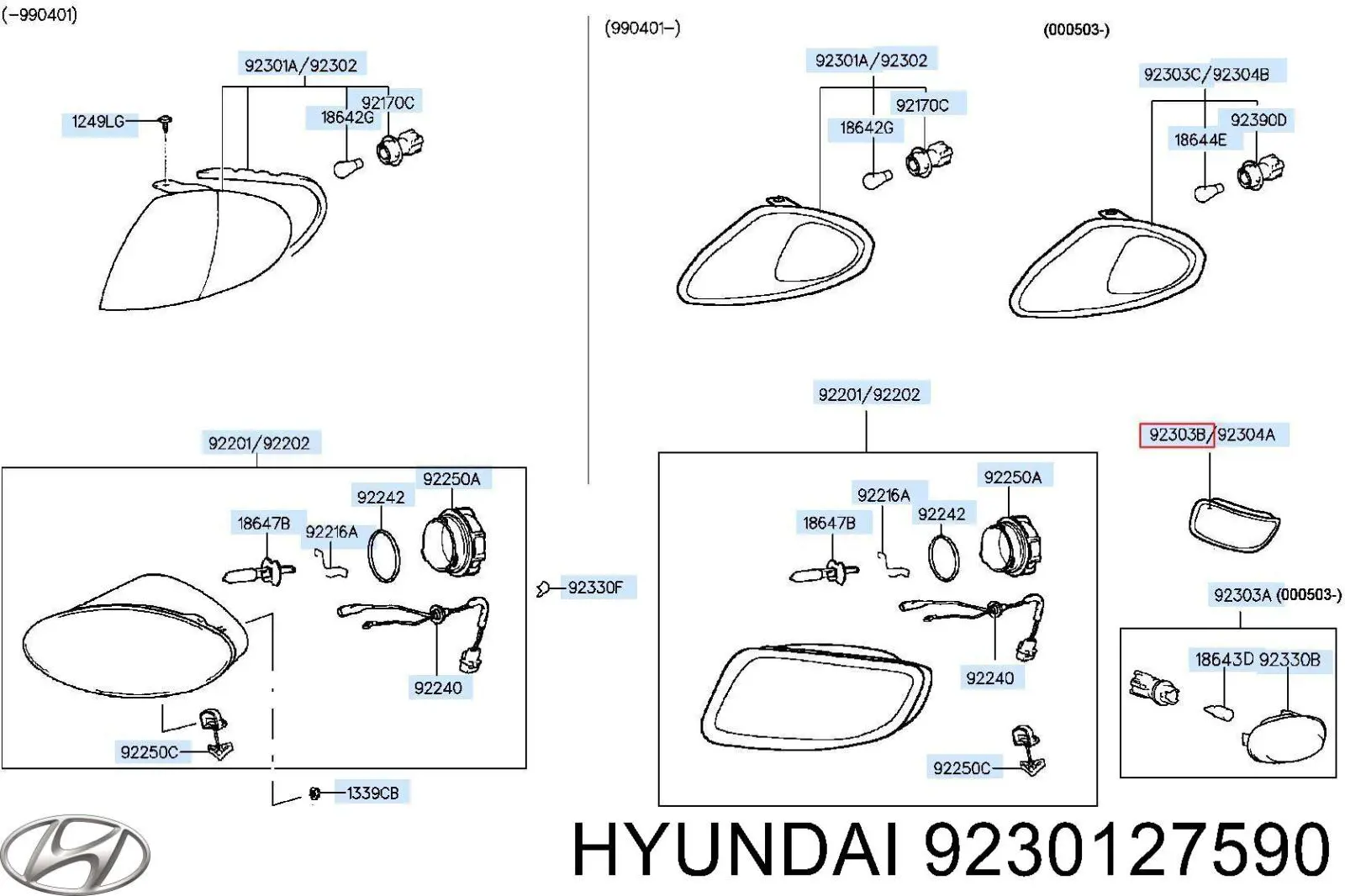 Luz de gálibo delantera izquierda para Hyundai Coupe (RD)