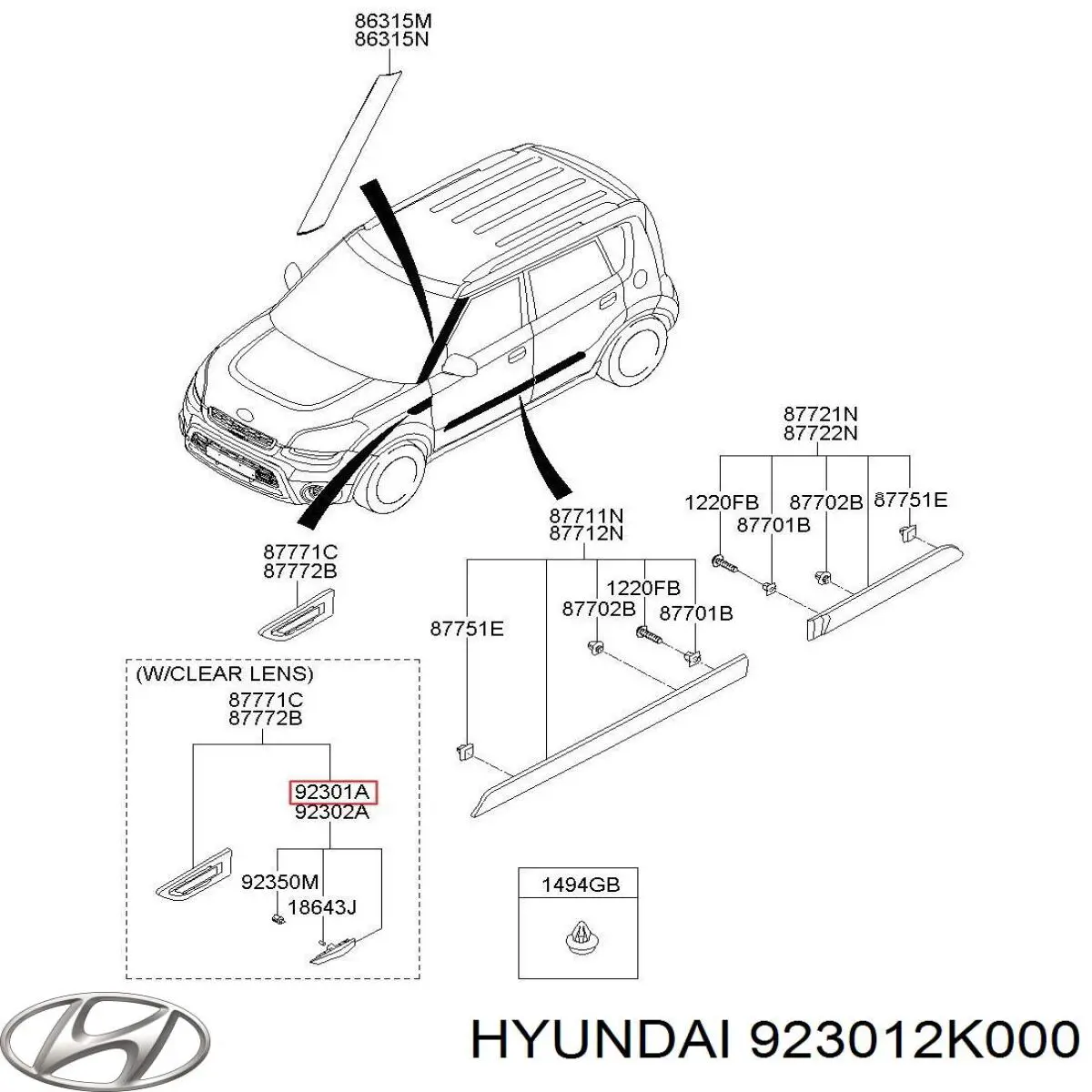 877712K100 Hyundai/Kia luz intermitente guardabarros