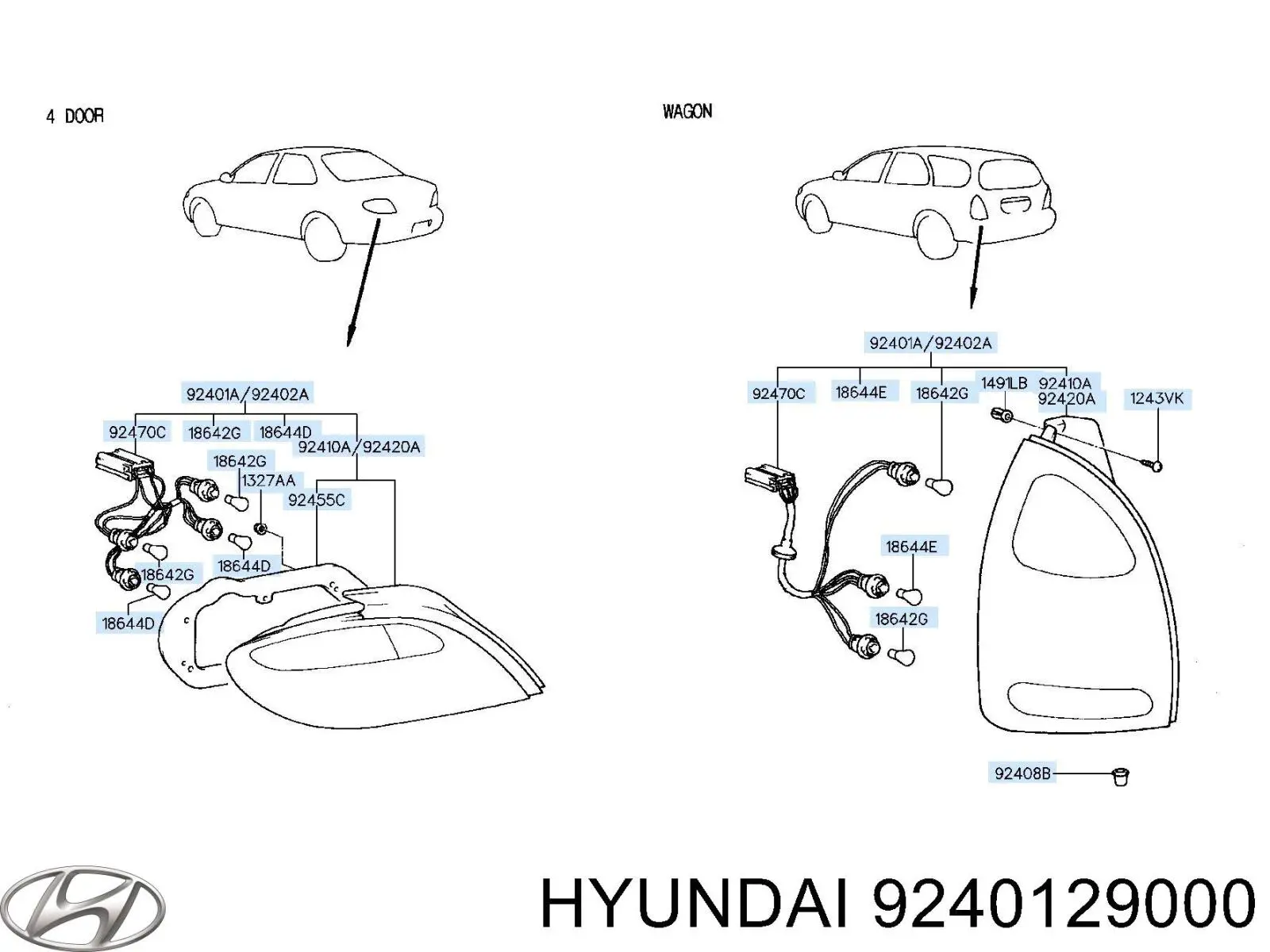 9240129000 Hyundai/Kia piloto posterior izquierdo