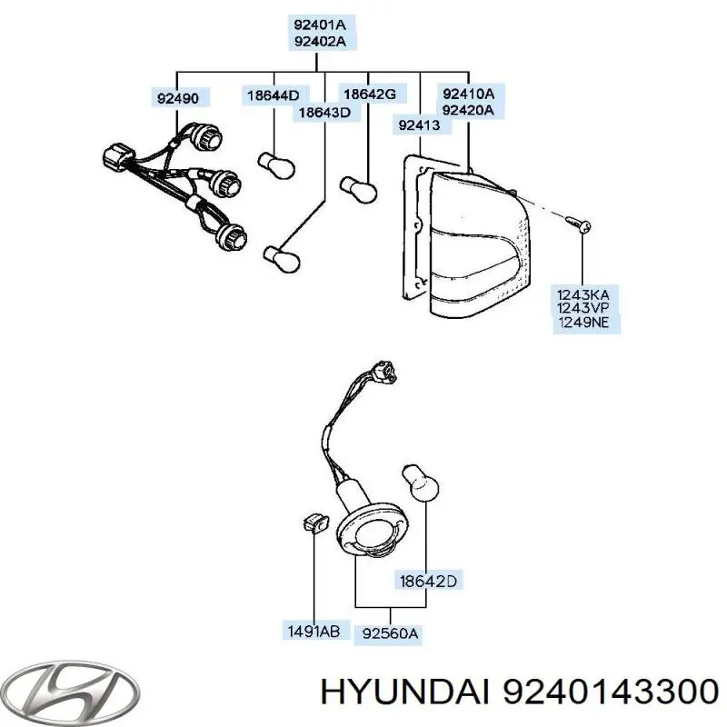 9240143400 Hyundai/Kia piloto posterior izquierdo