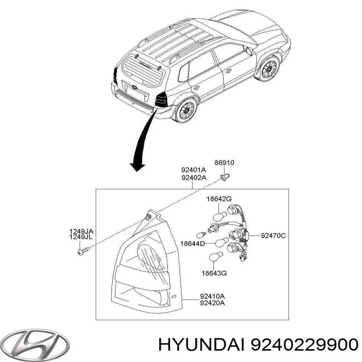 Piloto posterior derecho Hyundai Lantra 2 