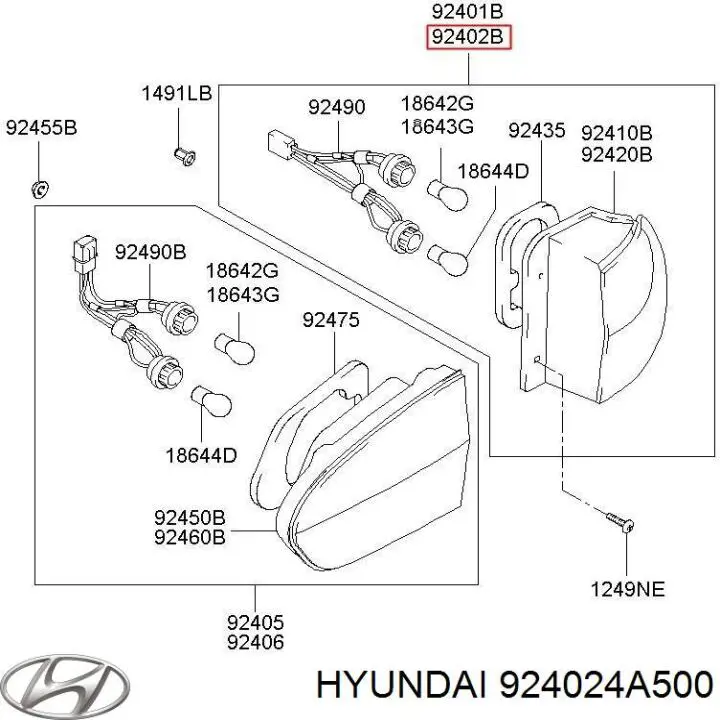 924024A510 Hyundai/Kia piloto posterior exterior derecho