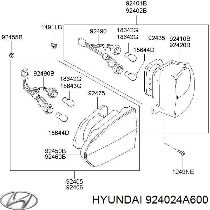 924024A610 Hyundai/Kia piloto posterior exterior derecho