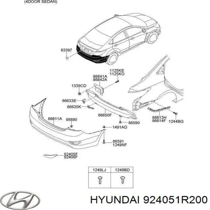 Reflector, paragolpes trasero, izquierdo para Hyundai SOLARIS (SBR11)