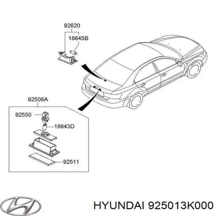 925013K000 Hyundai/Kia piloto de matrícula