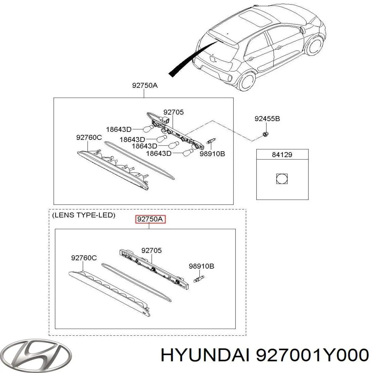 927001Y000 Hyundai/Kia luz de freno adicional