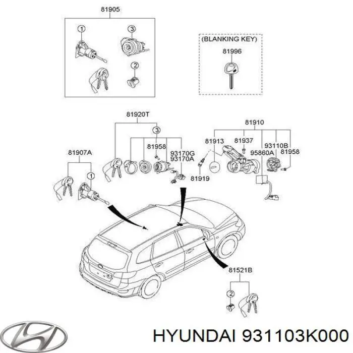 931103K000 Hyundai/Kia interruptor de encendido / arranque