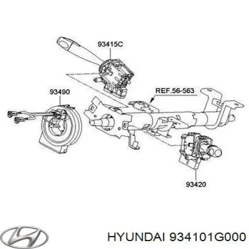 934101G000 Hyundai/Kia conmutador en la columna de dirección derecho