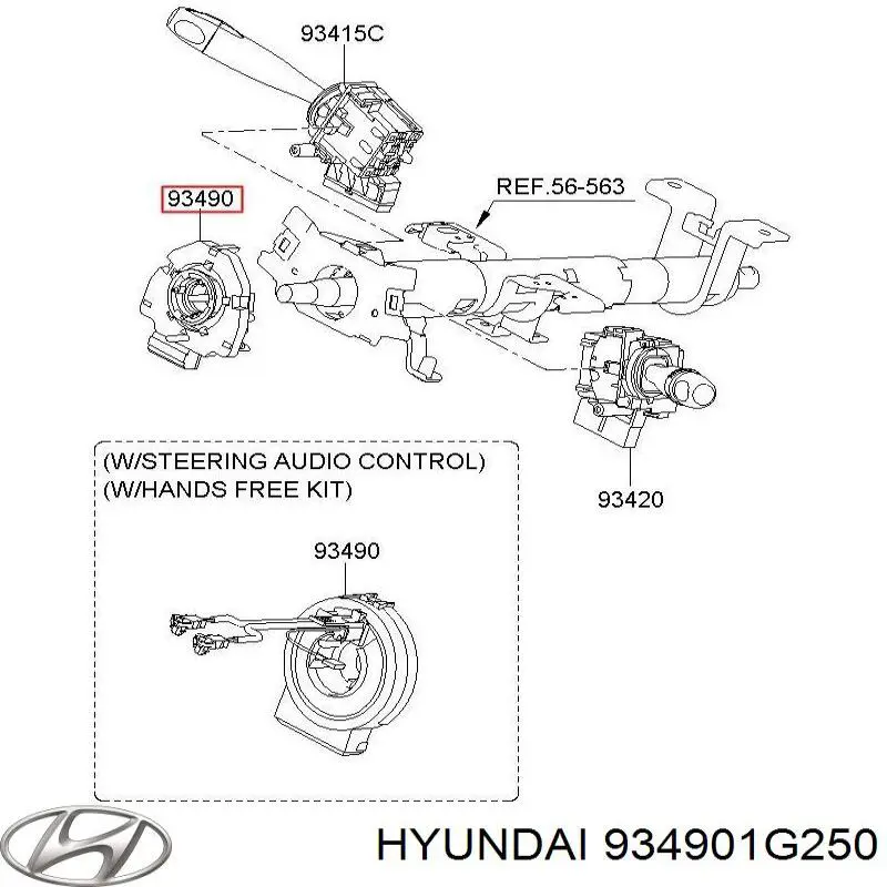 934901G250 Hyundai/Kia anillo airbag del volante