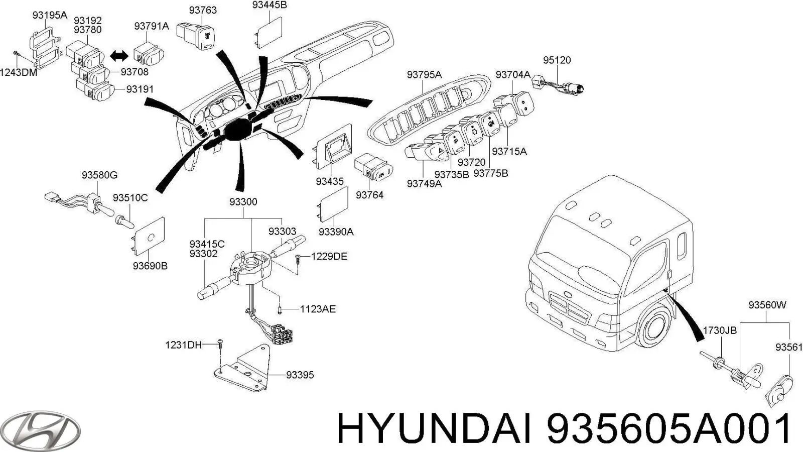 Sensor, interruptor de contacto eléctrico para Hyundai Mighty 