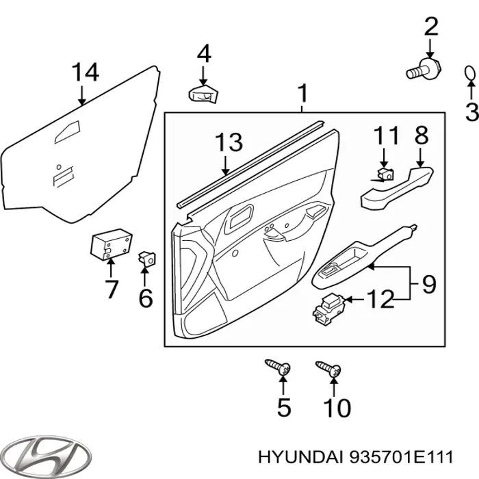 935701E111 Hyundai/Kia interruptor de elevalunas delantera izquierda