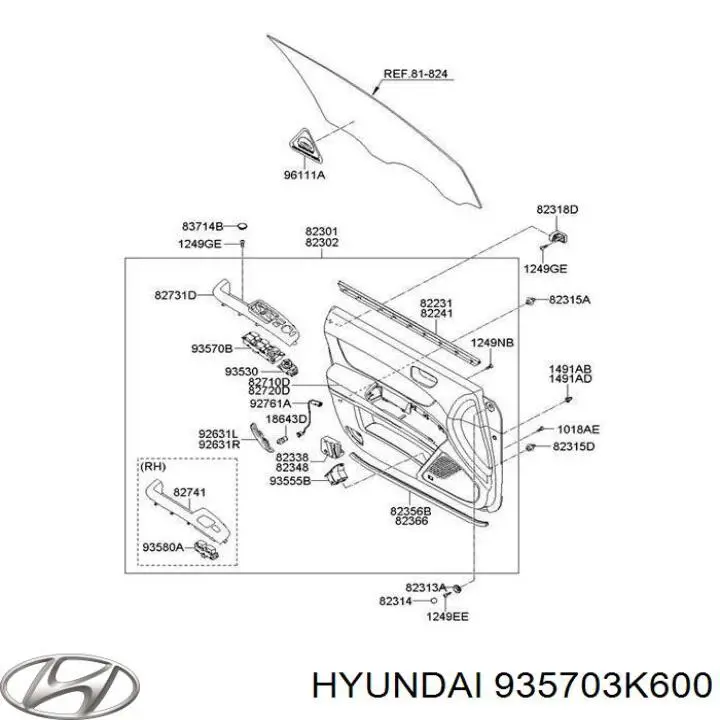 935703K600 Hyundai/Kia interruptor de elevalunas delantera izquierda