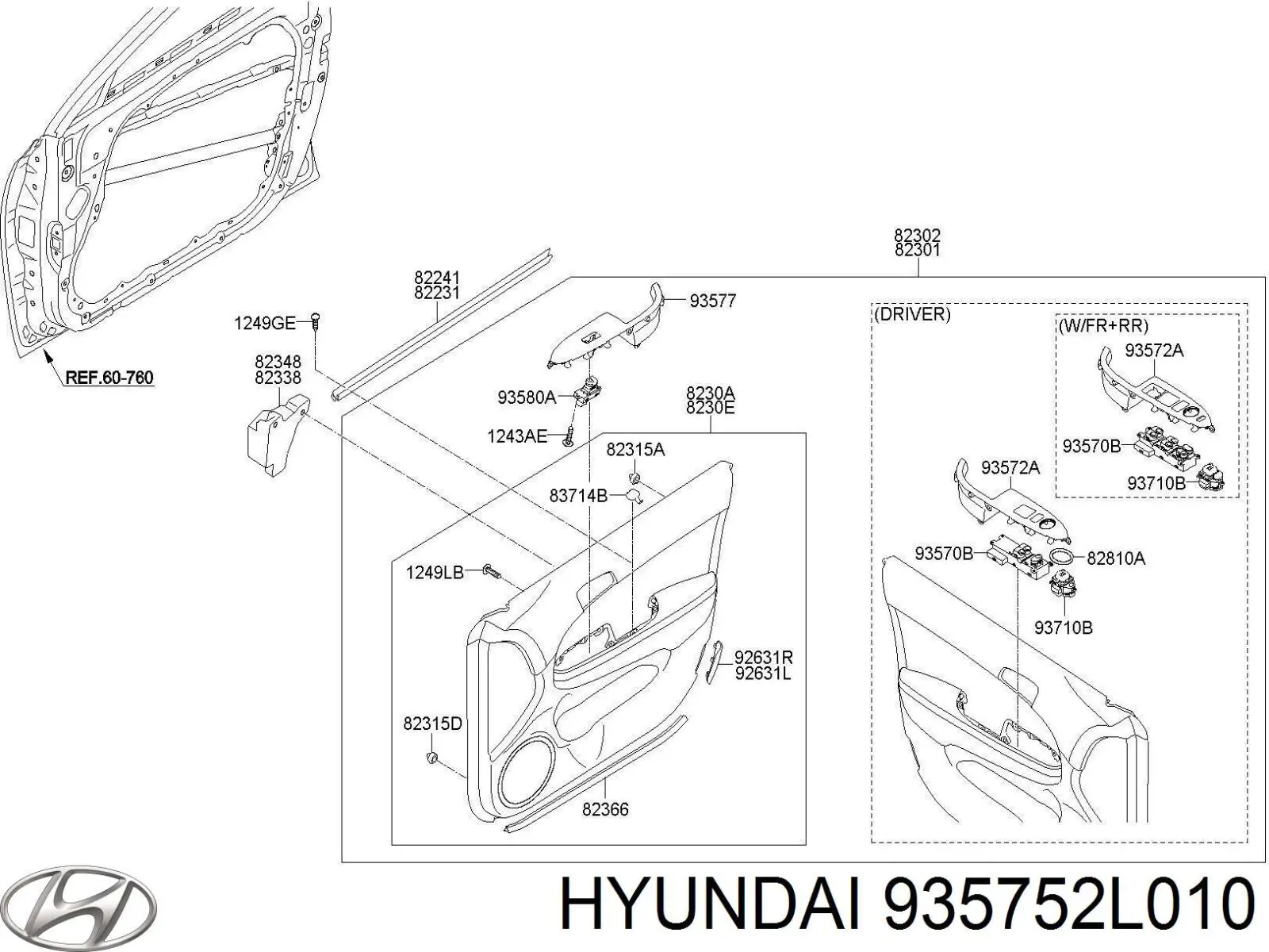 Comprar 935752L010 Hyundai/Kia Módulo de espejos retrovisores en la puerta