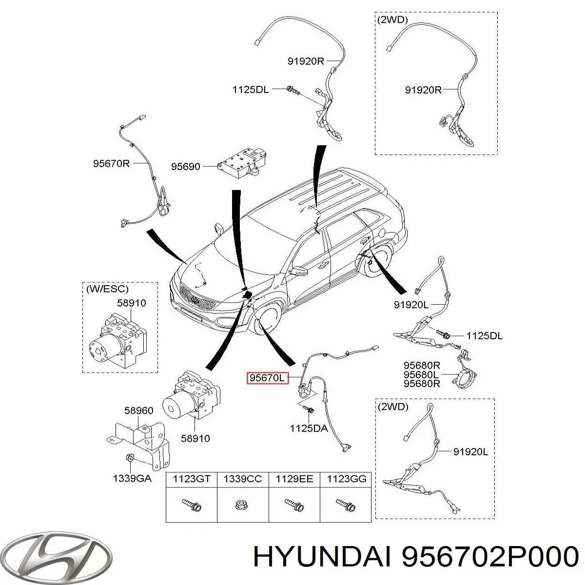 956702P000 Hyundai/Kia sensor abs delantero izquierdo