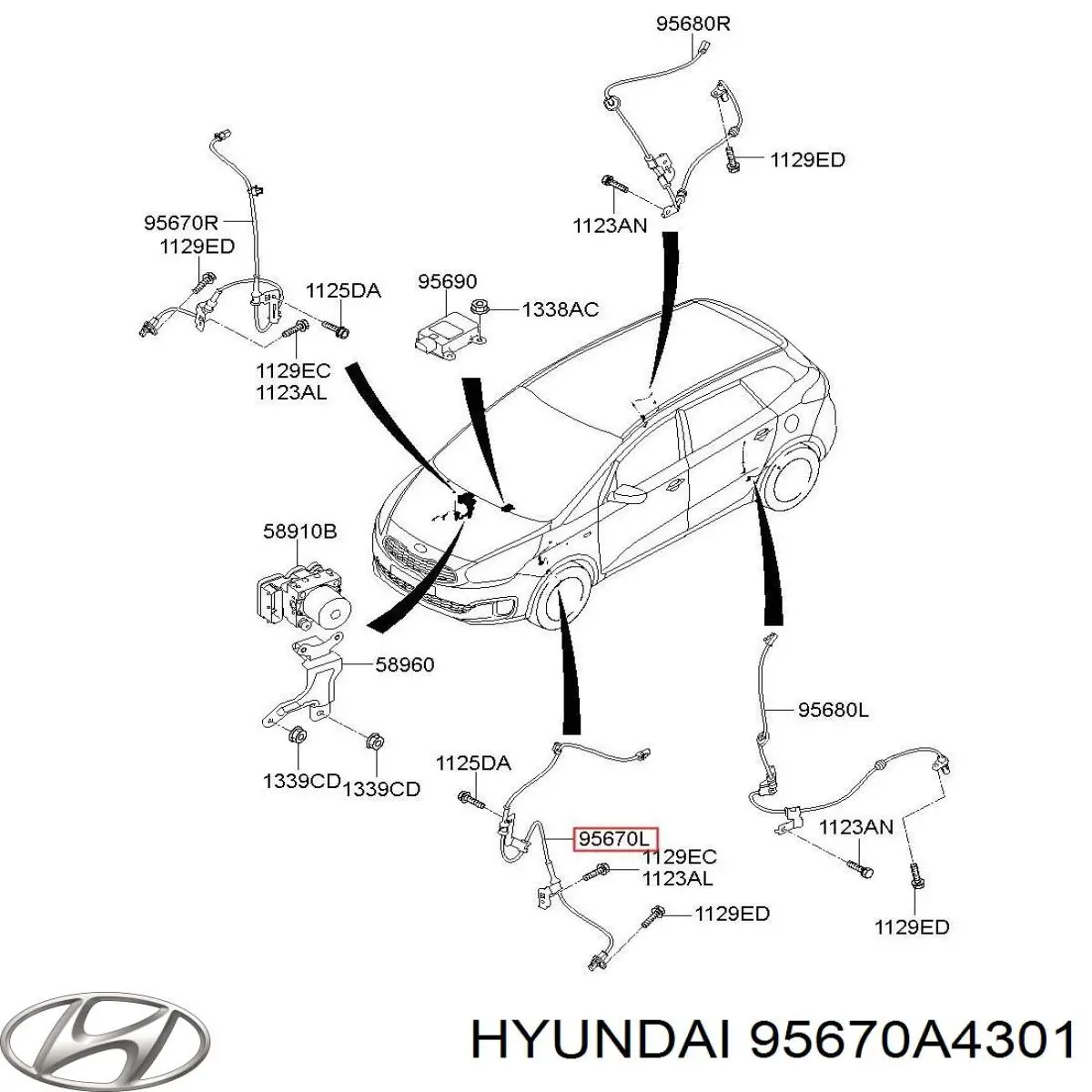 Comprar 95670A4301 Hyundai/Kia Sensor ABS, rueda delantera izquierda