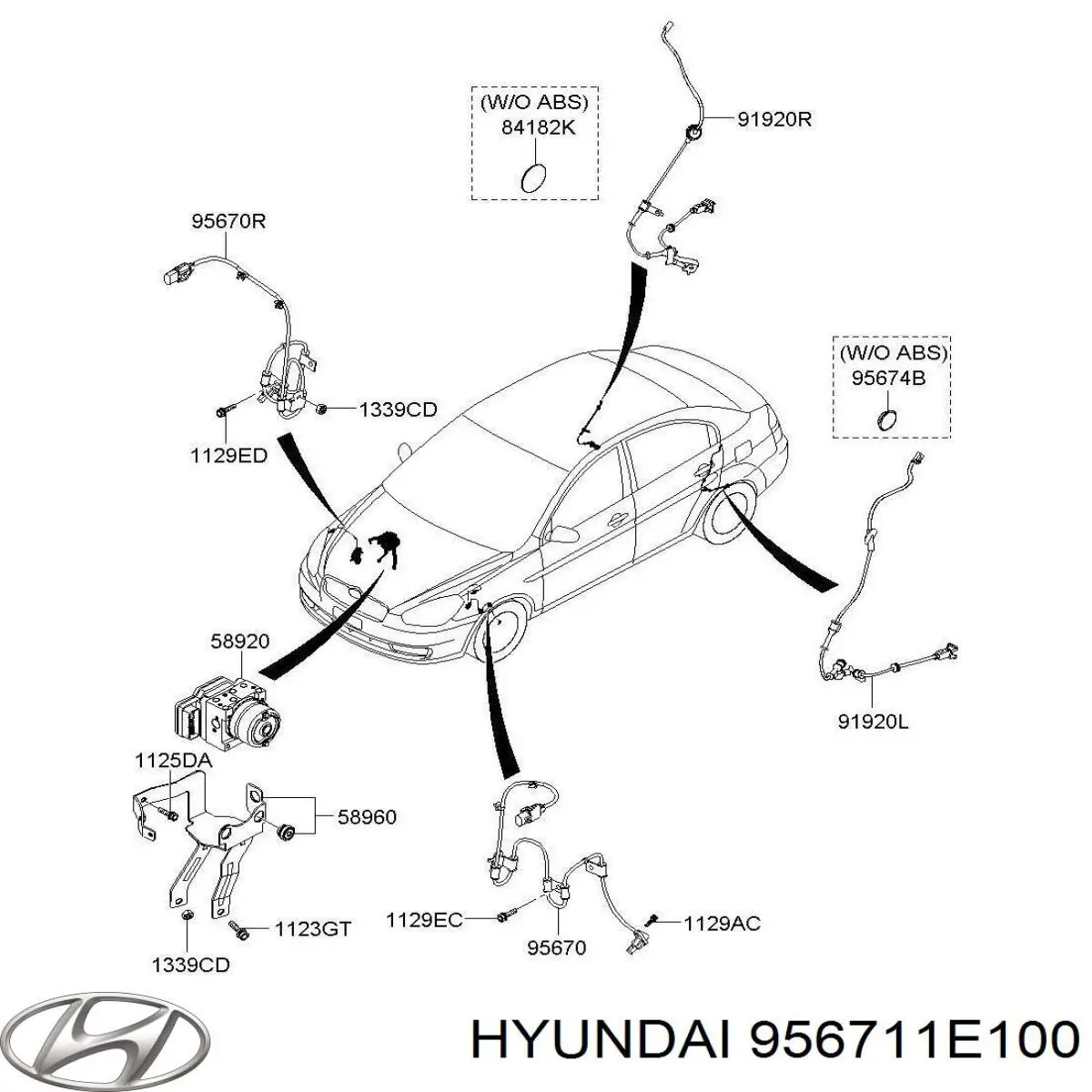 Sensor de freno, delantero derecho para Hyundai Accent (MC)
