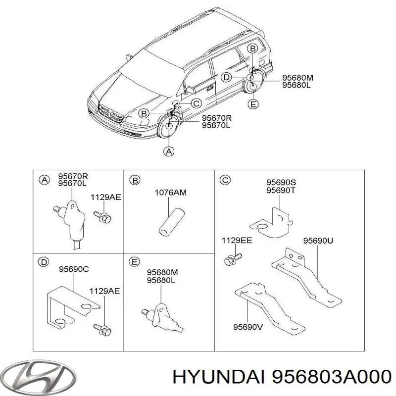 Sensor revoluciones de la rueda, trasero izquierdo para Hyundai Trajet (FO)