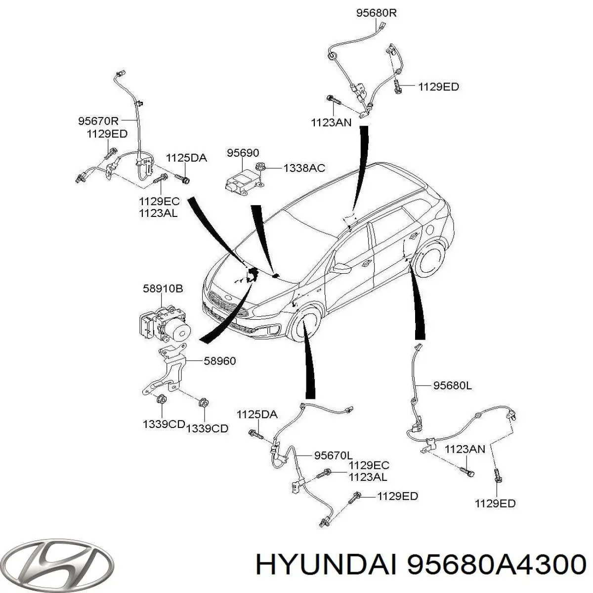 95680A4300 Hyundai/Kia sensor abs trasero izquierdo