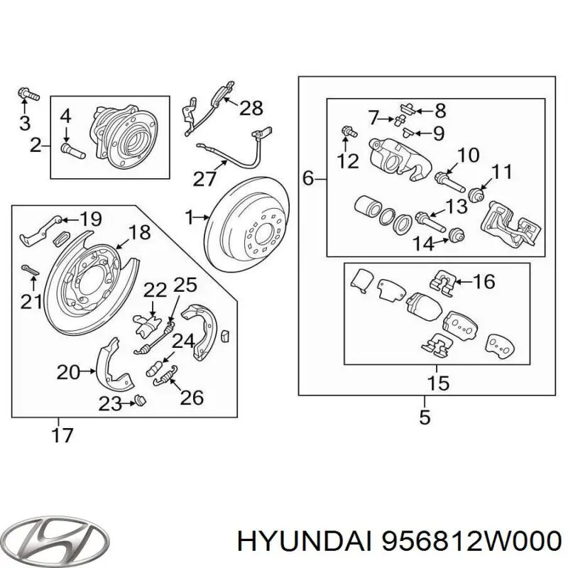 956812W000 Hyundai/Kia sensor abs trasero derecho