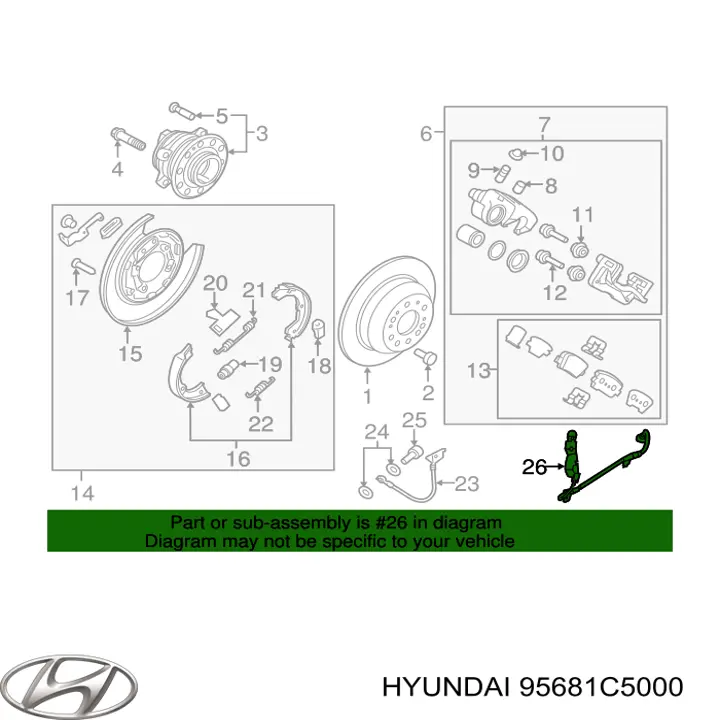 95681C5000 Hyundai/Kia sensor abs trasero derecho