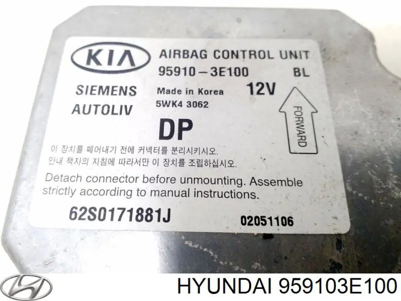 959103E100 Hyundai/Kia procesador del modulo de control de airbag