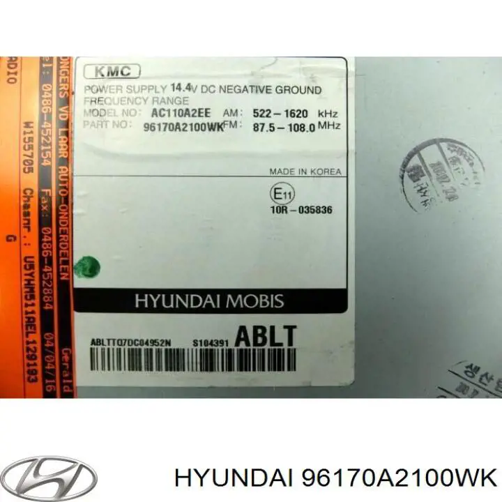 Radio AM/FM Hyundai/Kia 96170A2100WK