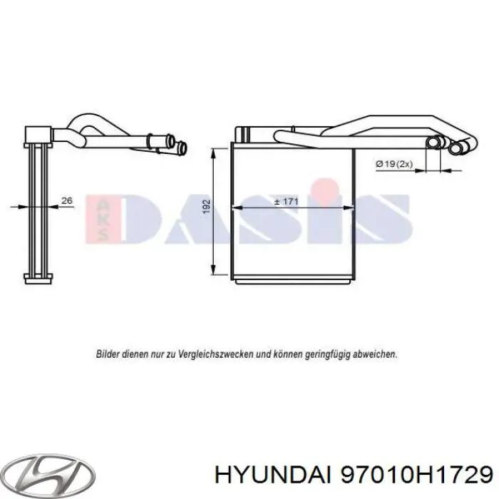 97010H1729 Hyundai/Kia radiador de calefacción