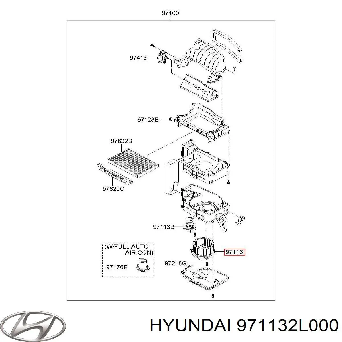971132L000 Hyundai/Kia motor eléctrico, ventilador habitáculo