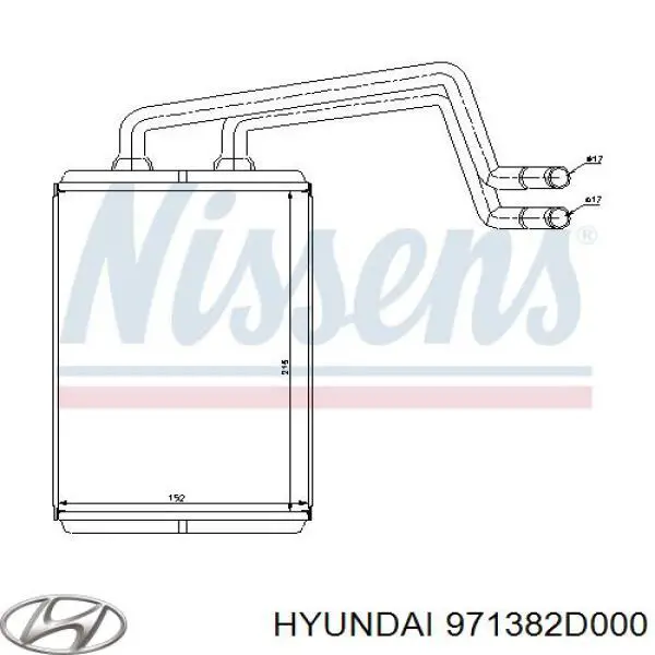 971382D000 Hyundai/Kia radiador de calefacción