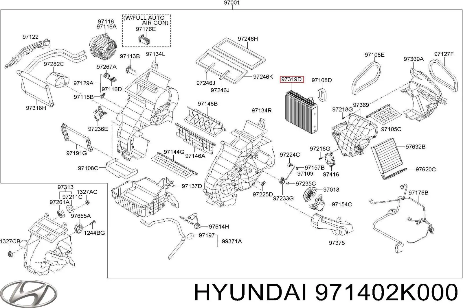 971402K000 Hyundai/Kia evaporador, aire acondicionado
