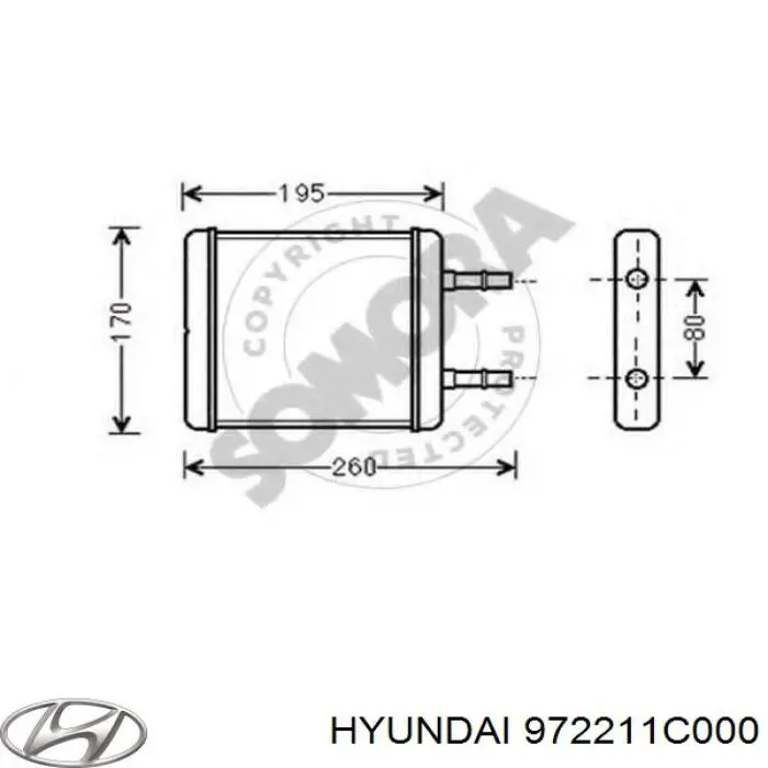 972211C000 Hyundai/Kia radiador calefacción