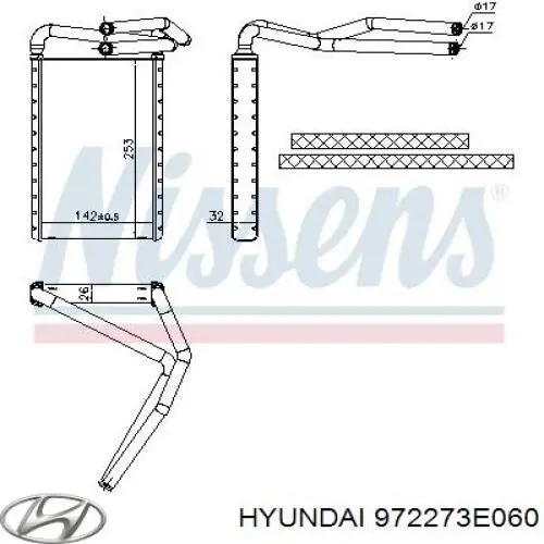 Comprar 972273E060 Hyundai/Kia Radiador calefacción