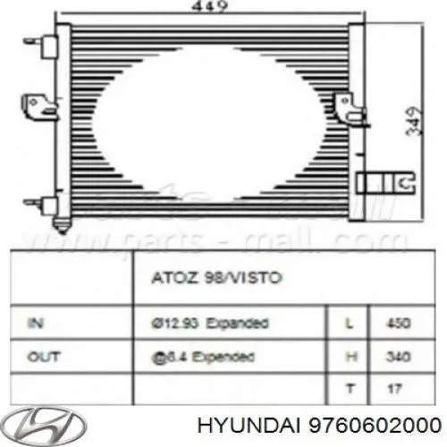 Comprar 9760602200 Hyundai/Kia Condensador de aire acondicionado