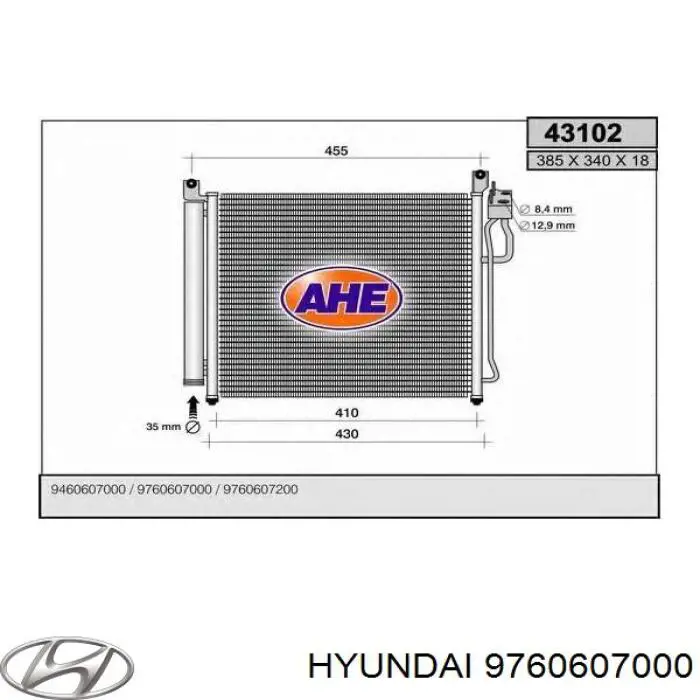Aire acondicionado capacitor Hyundai/Kia 9760607000 precio, desde 84,44 EUR