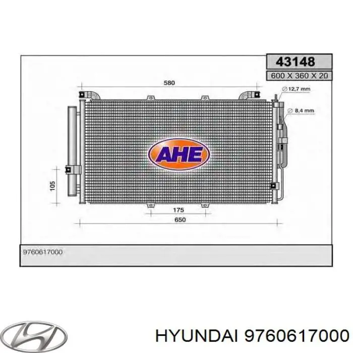 9760617000 Hyundai/Kia condensador aire acondicionado