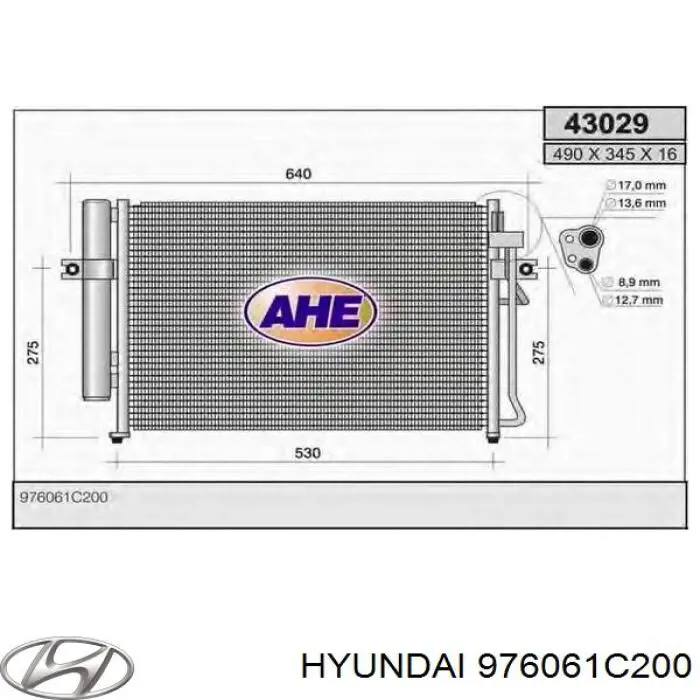 976061C200 Hyundai/Kia condensador aire acondicionado