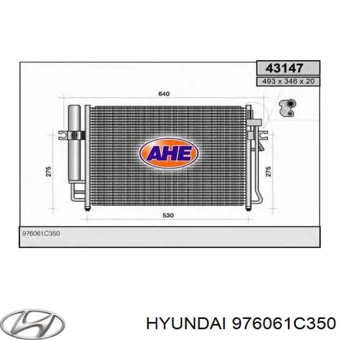 976061C350 Hyundai/Kia Radiador de aire acondicionado