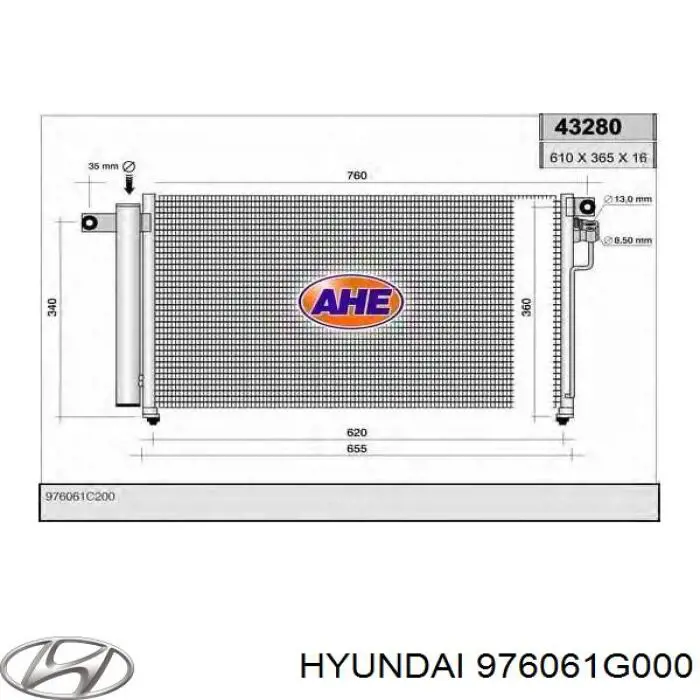 Comprar 976061G000 Hyundai/Kia Condensador de aire acondicionado