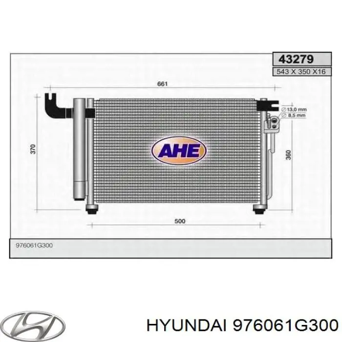976061G300 Hyundai/Kia condensador aire acondicionado
