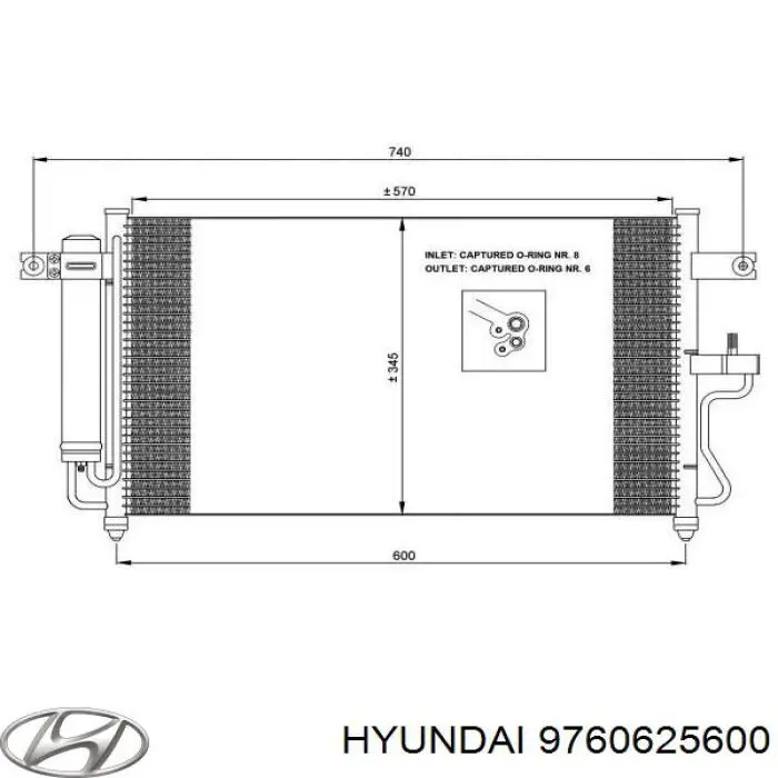 9760625600 Hyundai/Kia condensador aire acondicionado