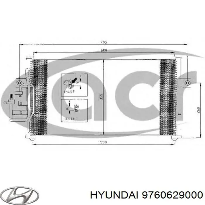 9760629000 Hyundai/Kia condensador aire acondicionado