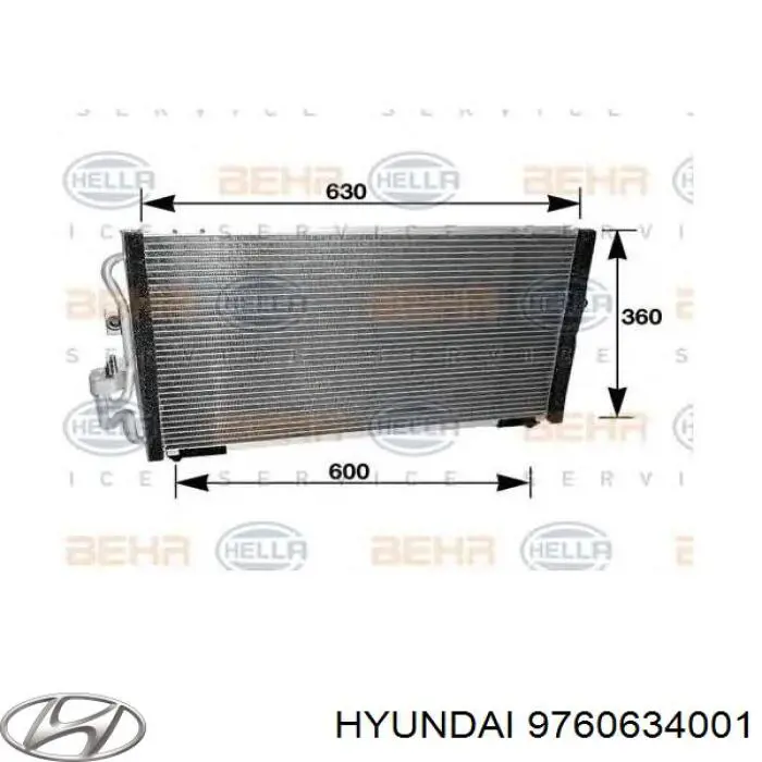 9760634001 Hyundai/Kia condensador aire acondicionado