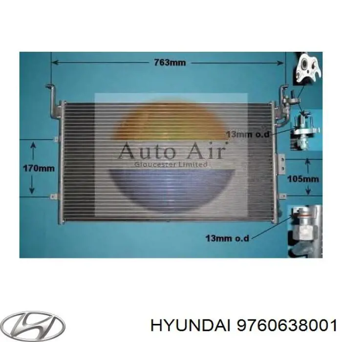 9760638001 Hyundai/Kia condensador aire acondicionado