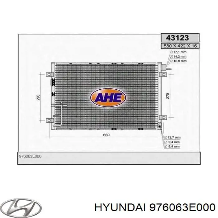 976063E000 Hyundai/Kia condensador aire acondicionado