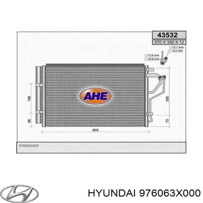 976063X000 Hyundai/Kia condensador aire acondicionado