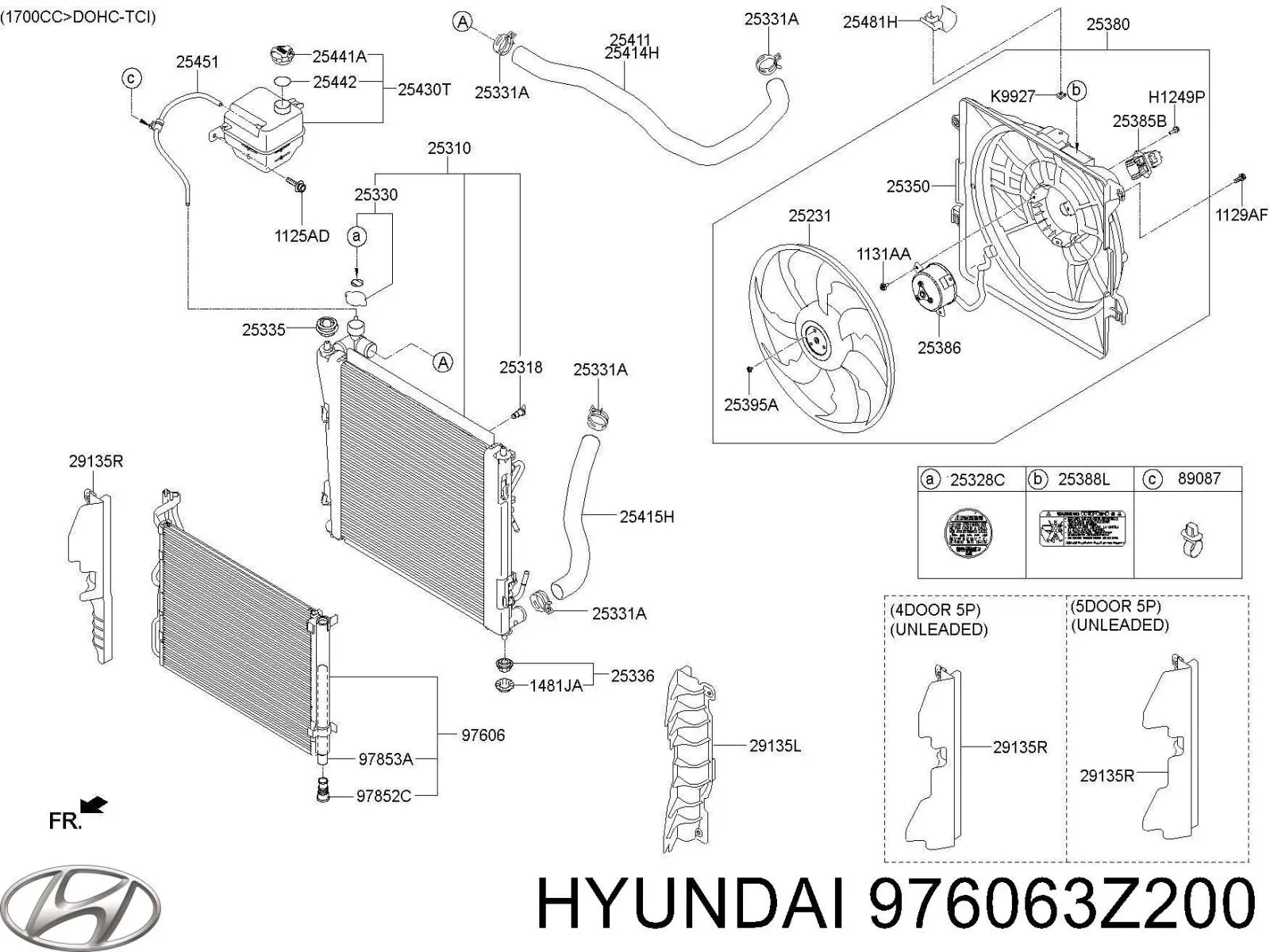 976063Z200 Hyundai/Kia condensador aire acondicionado