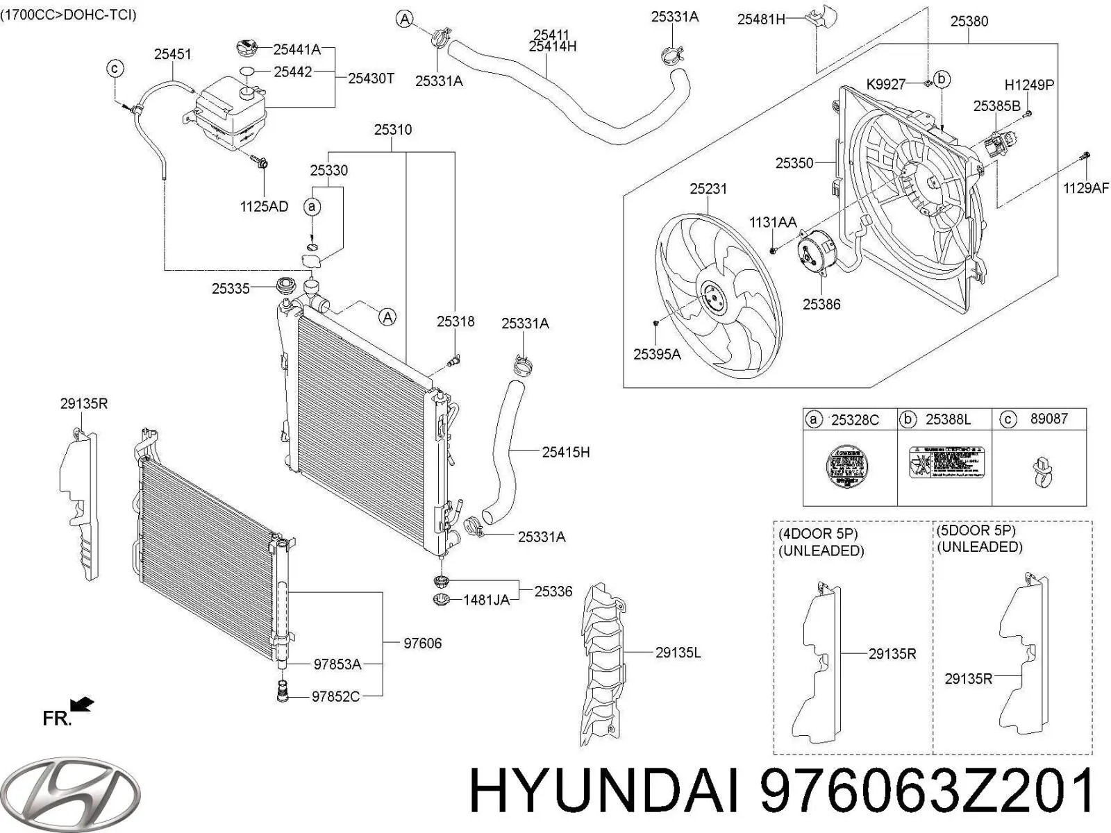 976063Z201 Hyundai/Kia condensador aire acondicionado