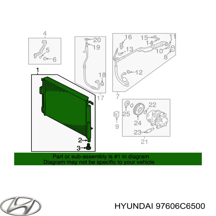 97606C6500 Hyundai/Kia condensador aire acondicionado